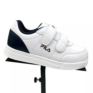 Fila Toddler Boy's Slip-on Sneakers Size 7-9 White/Nayy Blue Lightweight Shoes‎